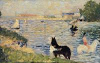 Seurat, Georges - Bathing at Asnieres, Horses in the Water